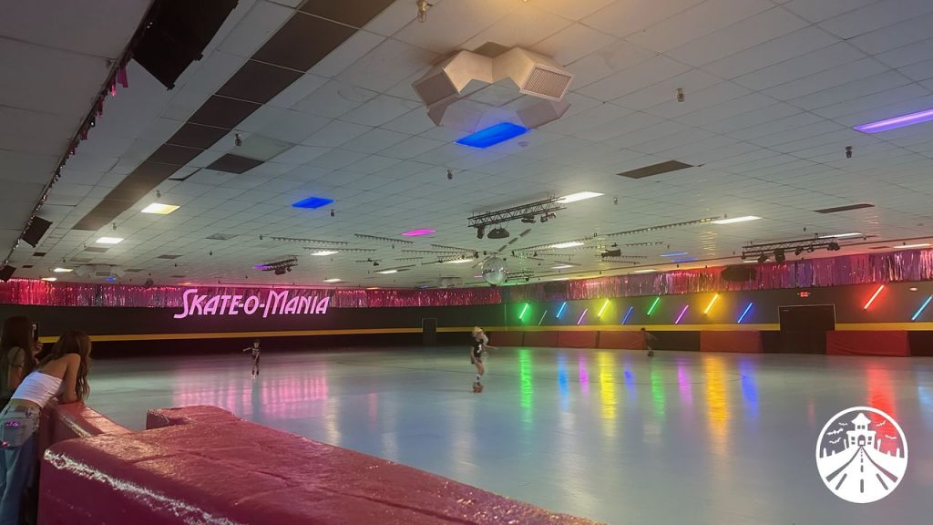 Interior of Skate-O-Mania, filming location for Rink-O-Mania in Stranger Things Season 4.