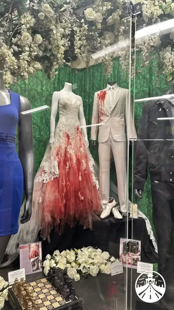 Edward and Bella’s bloodied wedding clothes from Breaking Dawn displayed at the Twilight museum in Forks.