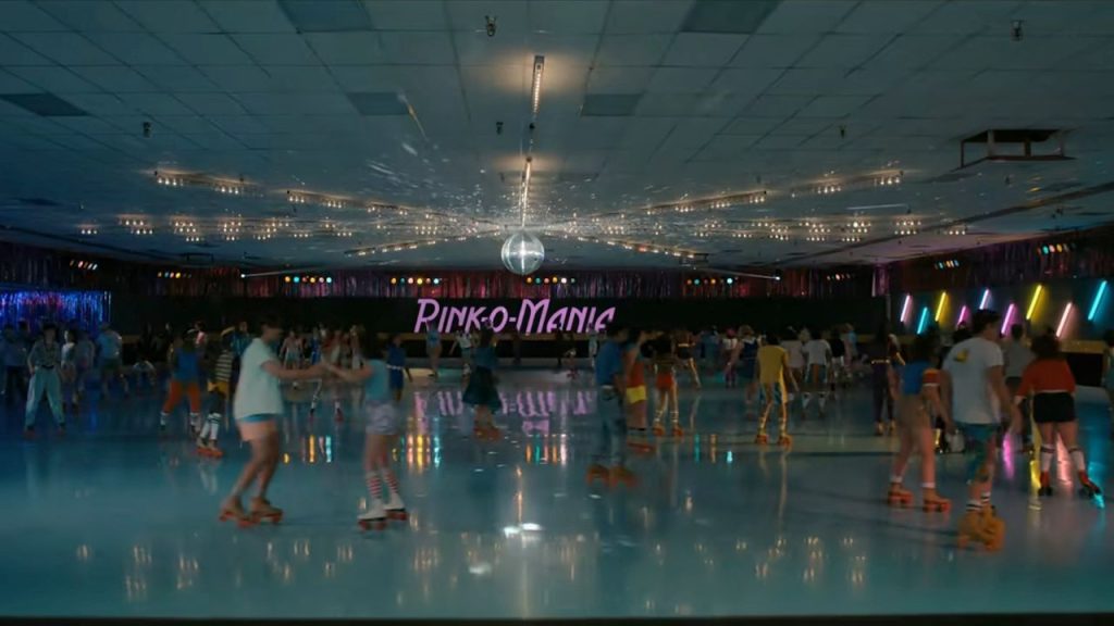 Interior of Rink-O-Mania roller rink in Stranger Things Season 4.