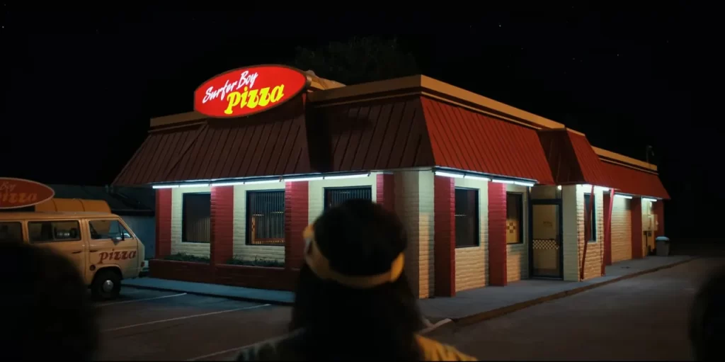 Surfer Boy Pizza exterior in Stranger Things Season 4.